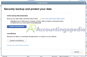 QuickBooks Create Local Backup