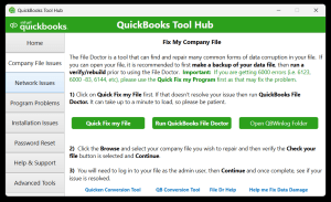 QuickBooks Tool Hub Company File Issues Tab