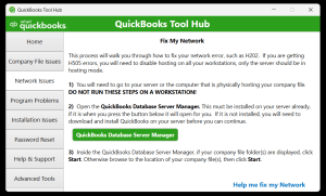 QuickBooks Tool Hub Network Issues Tab