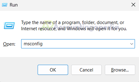 Msconfig Command in the Run Window