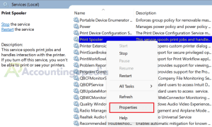 Windows Print Spooler Service Properties