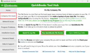 QuickBooks Company File Issues Tab Run QuickBooks File Doctor Option