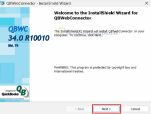 QuickBooks Web Connector InstallShield Wizard