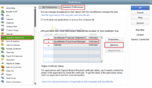 Remove Integrated Apps from QuickBooks