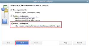 Restore a Portable Company File in QuickBooks
