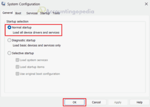 Windows System Configuration Normal Startup Mode