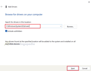 Browse for drivers on your computer