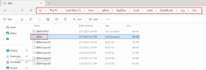 Locating qbwin log file using Windows File Explorer