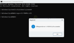 MSXML Repair via Command Prompt