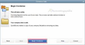 QuickBooks Begin Condense Option