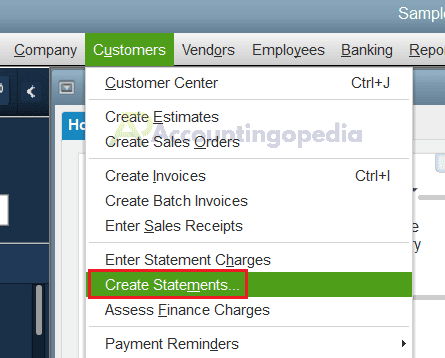 QuickBooks Customers Create Statements