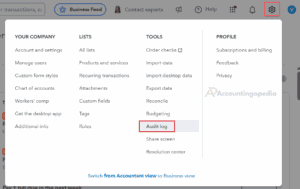 QuickBooks Online Audit Log Option