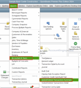 QuickBooks Voided Deleted Transactions Summary
